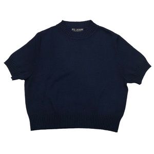 St. John Basics Santana knit short sleeve navy top size S